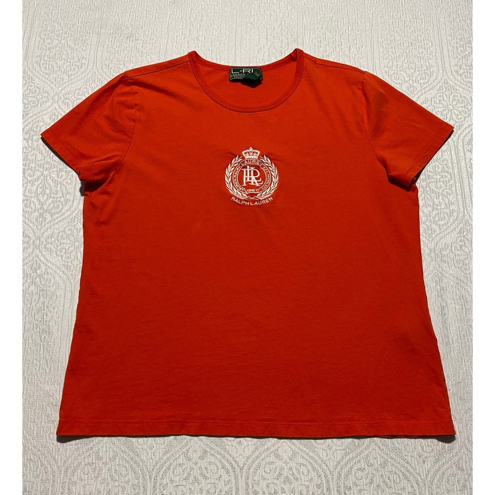 Lauren Active Ralph Lauren Womens XL Orange T-Shirt Graphic Crest Logo Tee
